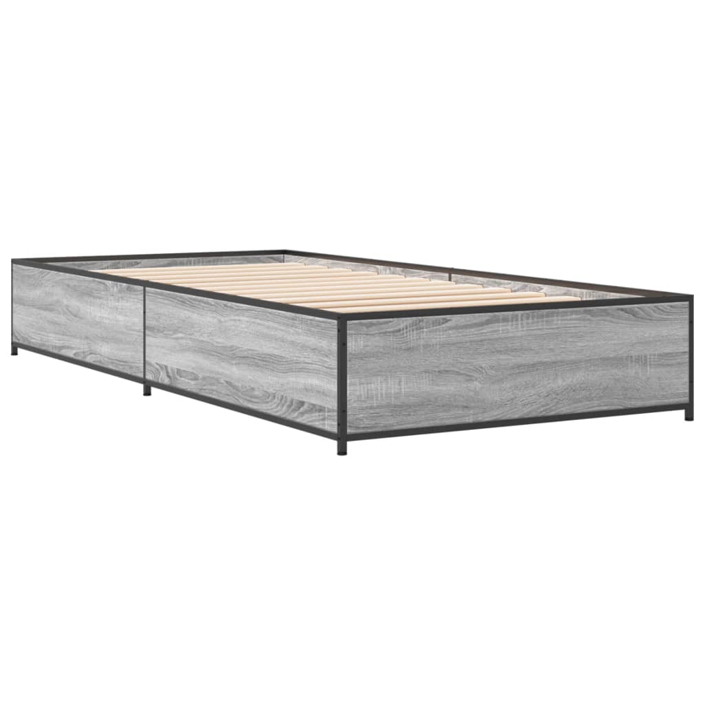 Bed frame Grey Sonoma 90x190 cm wood material and metal