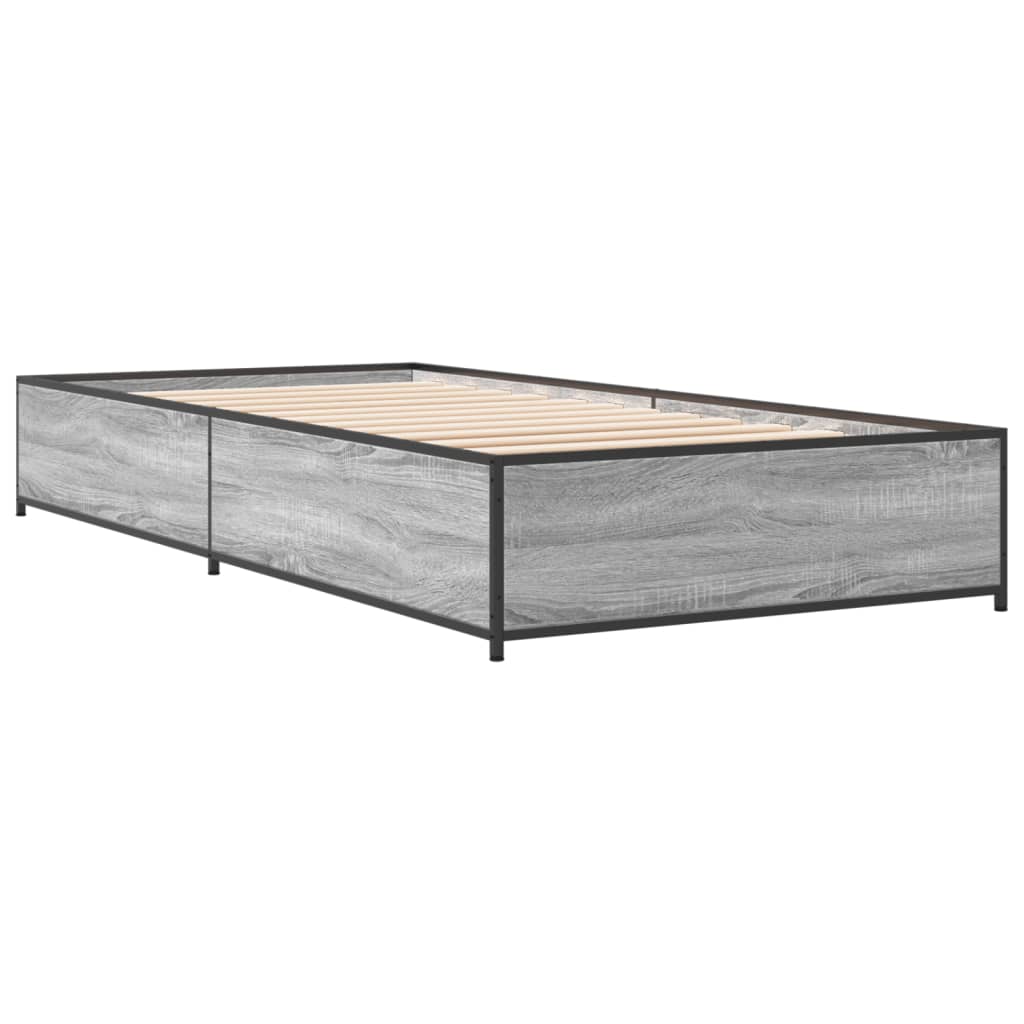 Bed frame Grey Sonoma 75x190 cm wood material and metal