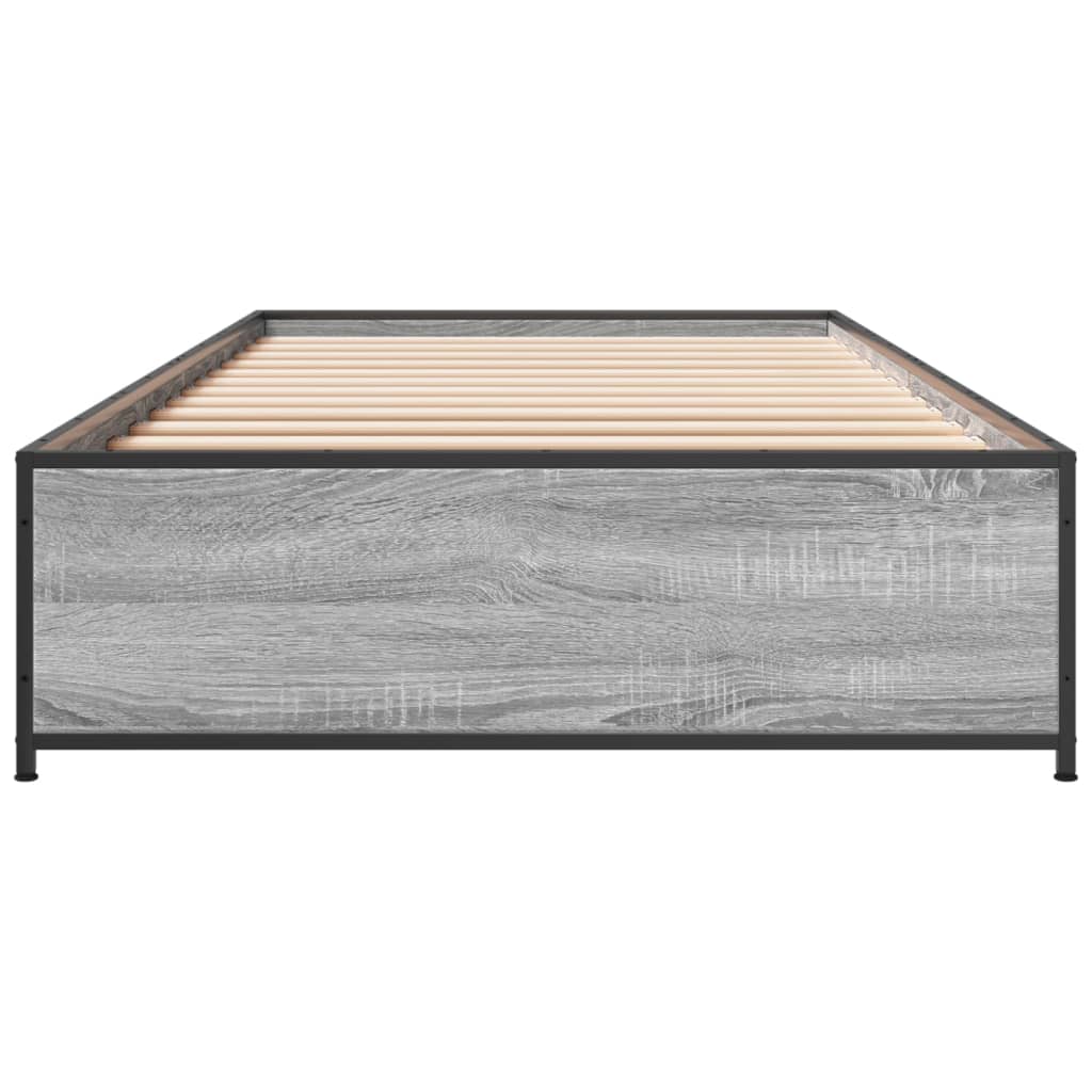 Bed frame Grey Sonoma 75x190 cm wood material and metal