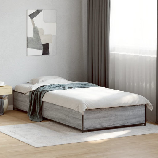 Bed frame Grey Sonoma 75x190 cm wood material and metal