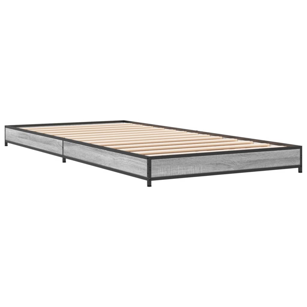 Bed frame Grey Sonoma 90x190 cm wood material and metal