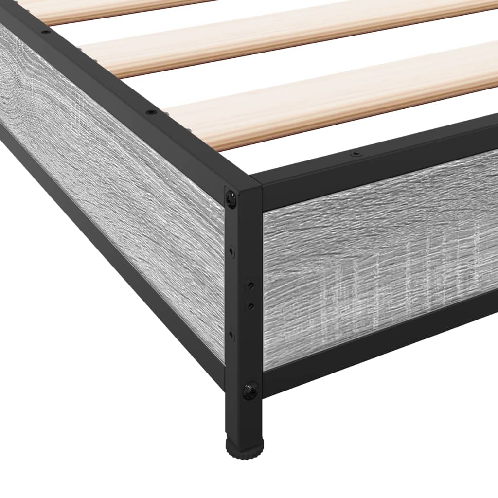 Bed frame Grey Sonoma 75x190 cm wood material and metal