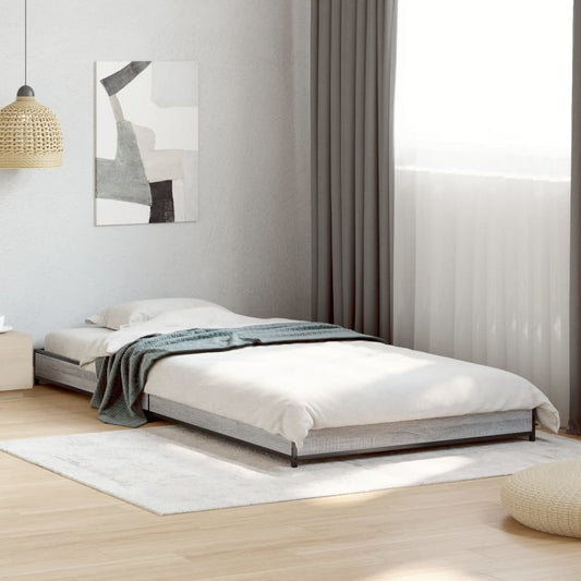Bed frame Grey Sonoma 75x190 cm wood material and metal