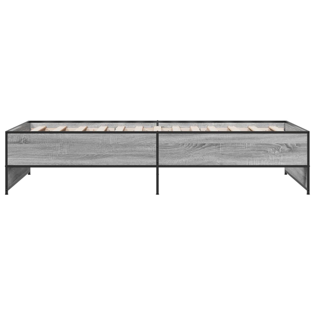 Bed frame Grey Sonoma 75x190 cm wood material and metal