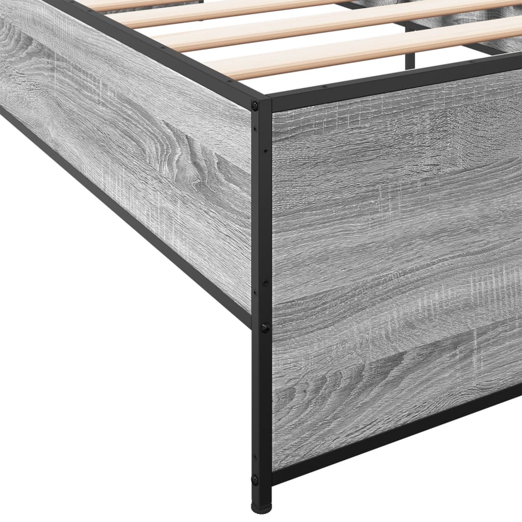 Bed frame Grey Sonoma 75x190 cm wood material and metal