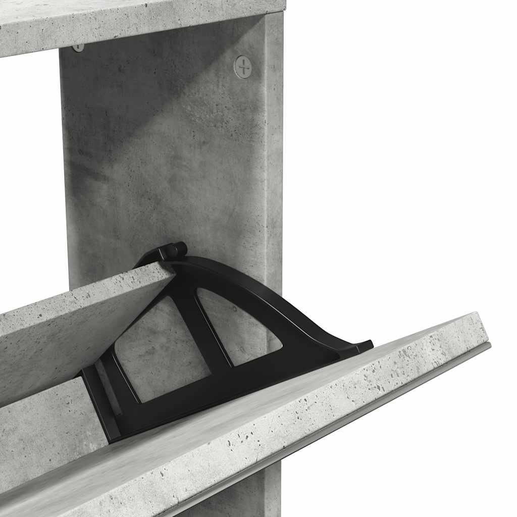 Schuhschrank mit Spiegel 5 Fächer Betongrau 63x17x169,5 cm