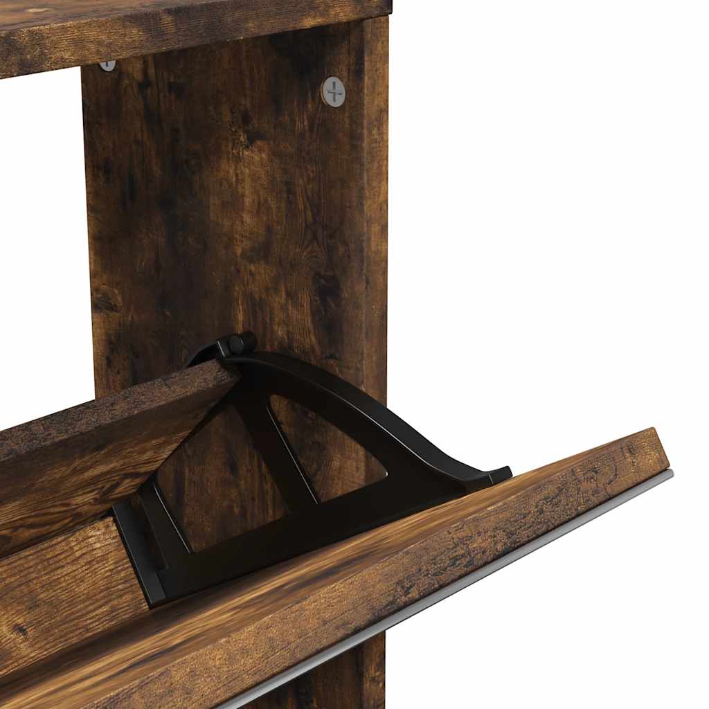 Schuhschrank mit Spiegel 5 Fächer Räuchereiche 63x17x169,5 cm