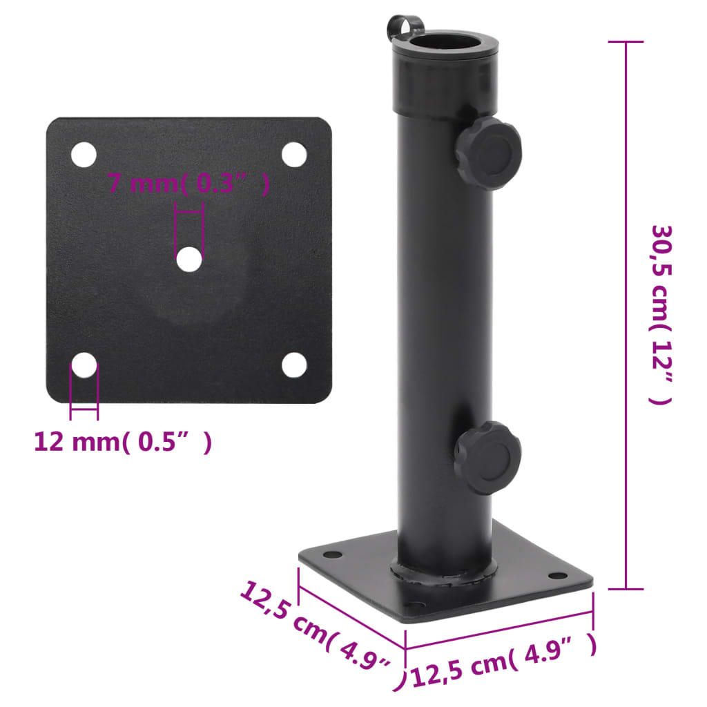 Sonnenschirmständer für Ø38/48 mm Mast Mattschwarz Stahl