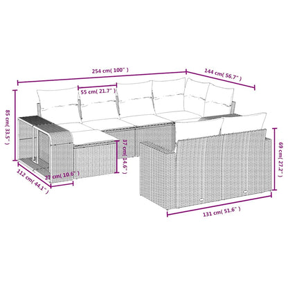 10-teiliges Gartensofa-Set mit Kissen, braun, Polyrattan