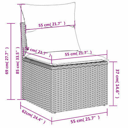 6-teiliges Gartensofa-Set mit Kissen, schwarzes Polyrattan