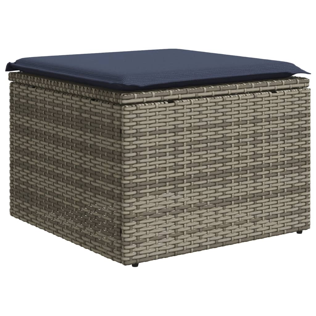 6-teiliges Gartensofa-Set mit Kissen, grau, Polyrattan