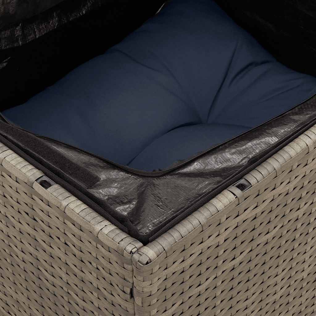8-tlg. Garten-Sofagarnitur mit Kissen Grau Poly Rattan