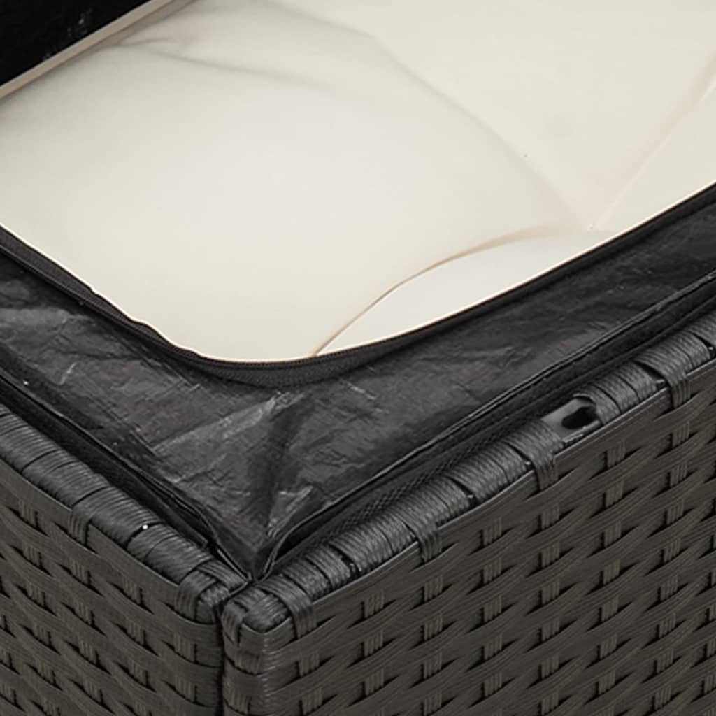 8-piece garden sofa set with cushions, black poly rattan