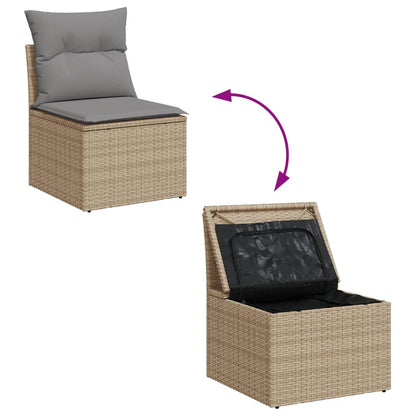 5-tlg. Garten-Sofagarnitur mit Kissen Beige-Mix Poly Rattan