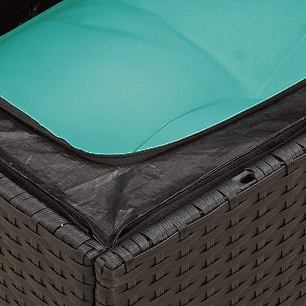 9-tlg. Garten-Sofagarnitur mit Kissen Schwarz Poly Rattan