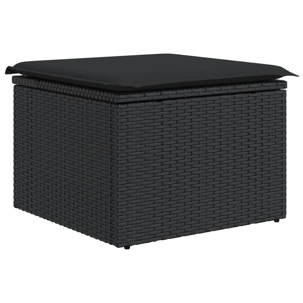 8-piece garden sofa set with cushions, black poly rattan