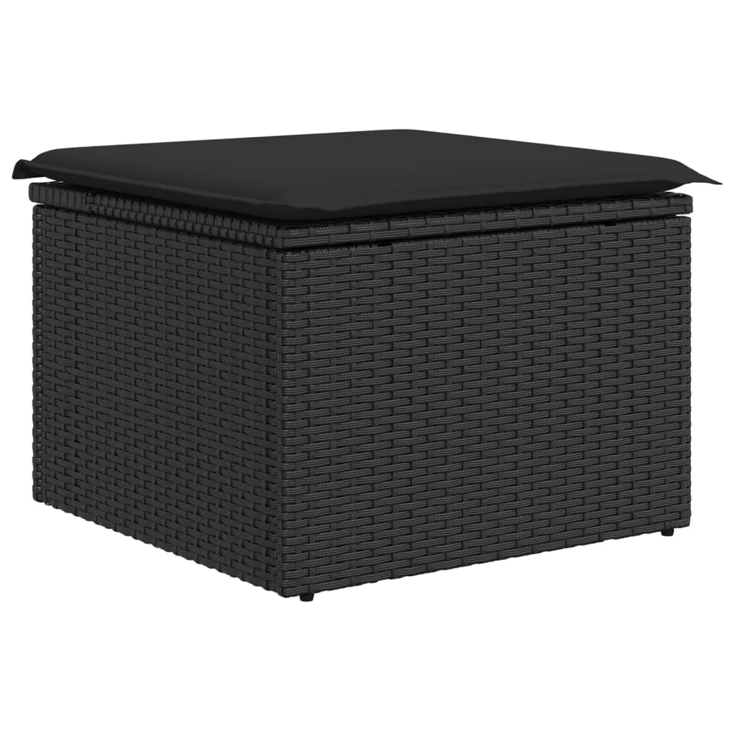 8-piece garden sofa set with cushions, black poly rattan