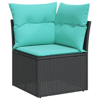 14-tlg. Garten-Sofagarnitur mit Kissen Schwarz Poly Rattan