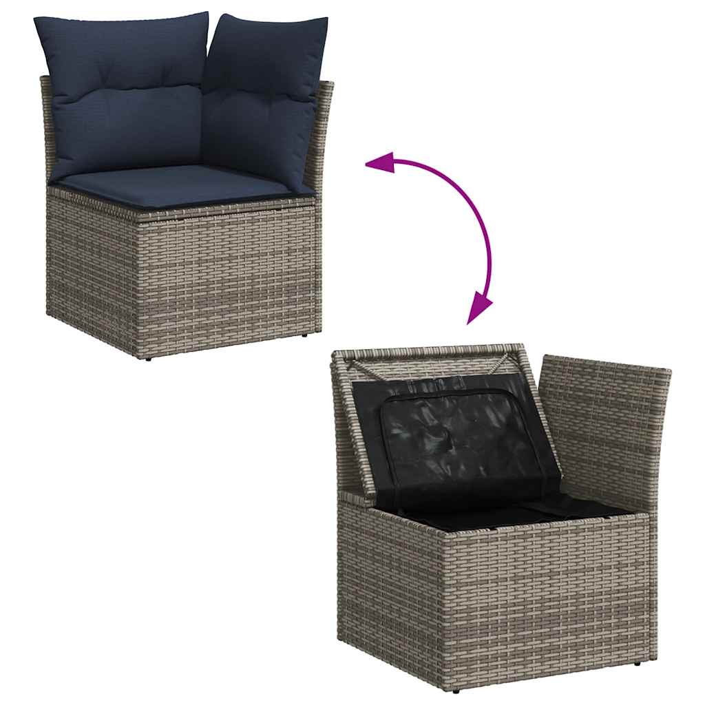 12-teiliges Gartensofa-Set mit Kissen, grau, Polyrattan