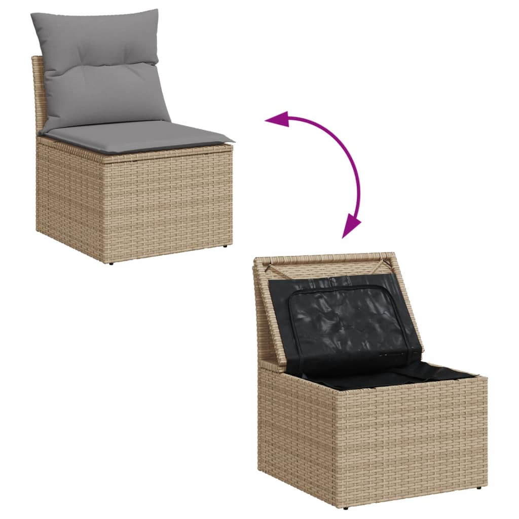 4-tlg. Garten-Sofagarnitur mit Kissen Beige-Mix Poly Rattan