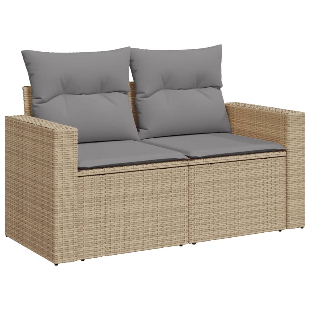 5-tlg. Garten-Sofagarnitur mit Kissen Beige-Mix Poly Rattan