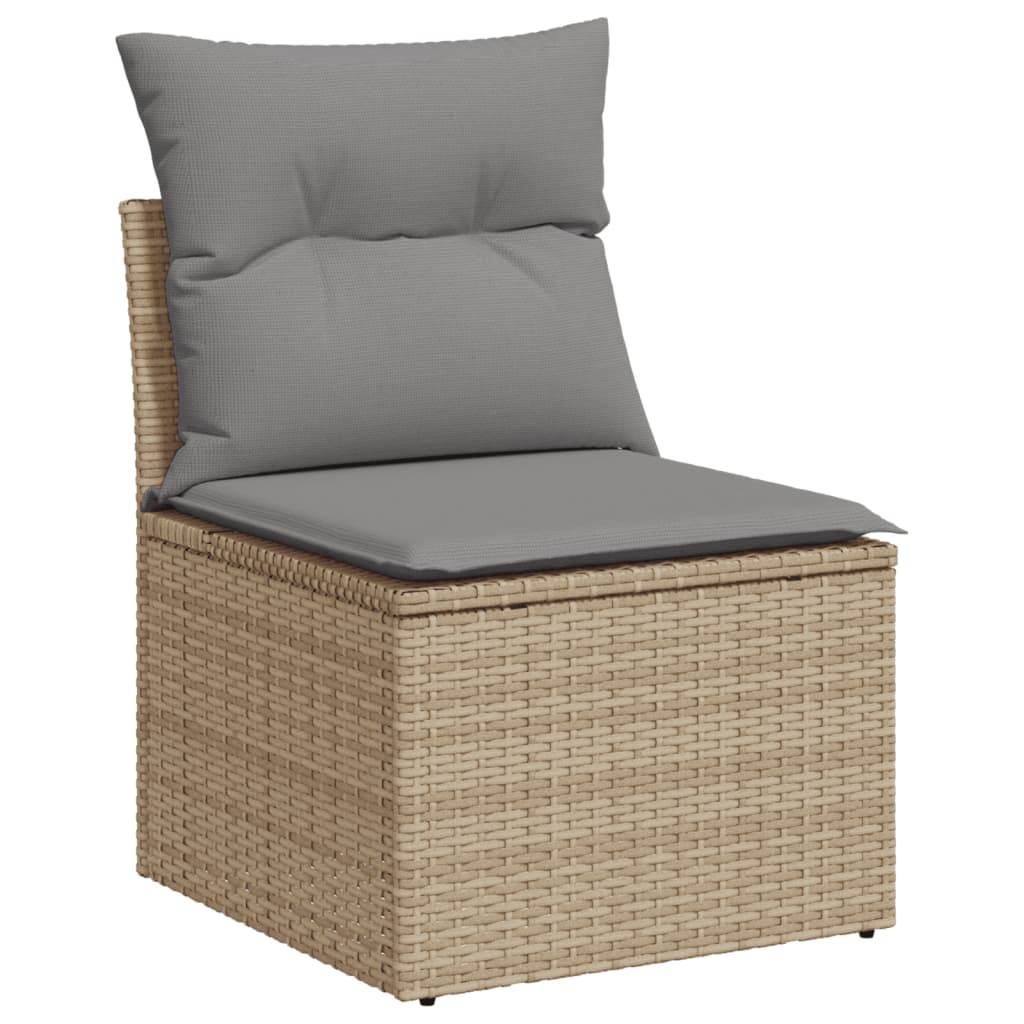 7-tlg. Garten-Sofagarnitur mit Kissen Beige-Mix Poly Rattan