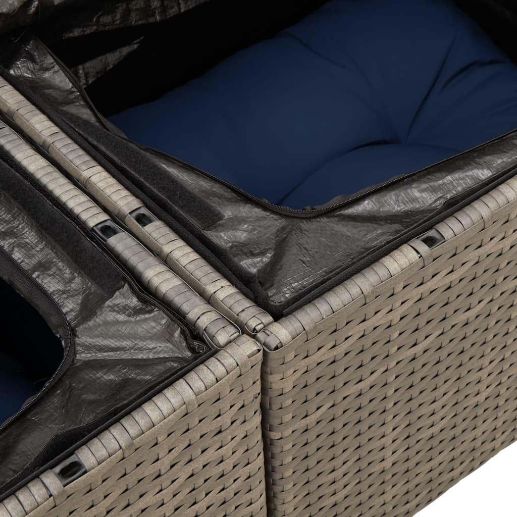 8-teiliges Gartensofa-Set mit Kissen, grau, Polyrattan