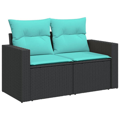 13-tlg. Garten-Sofagarnitur mit Kissen Schwarz Poly Rattan