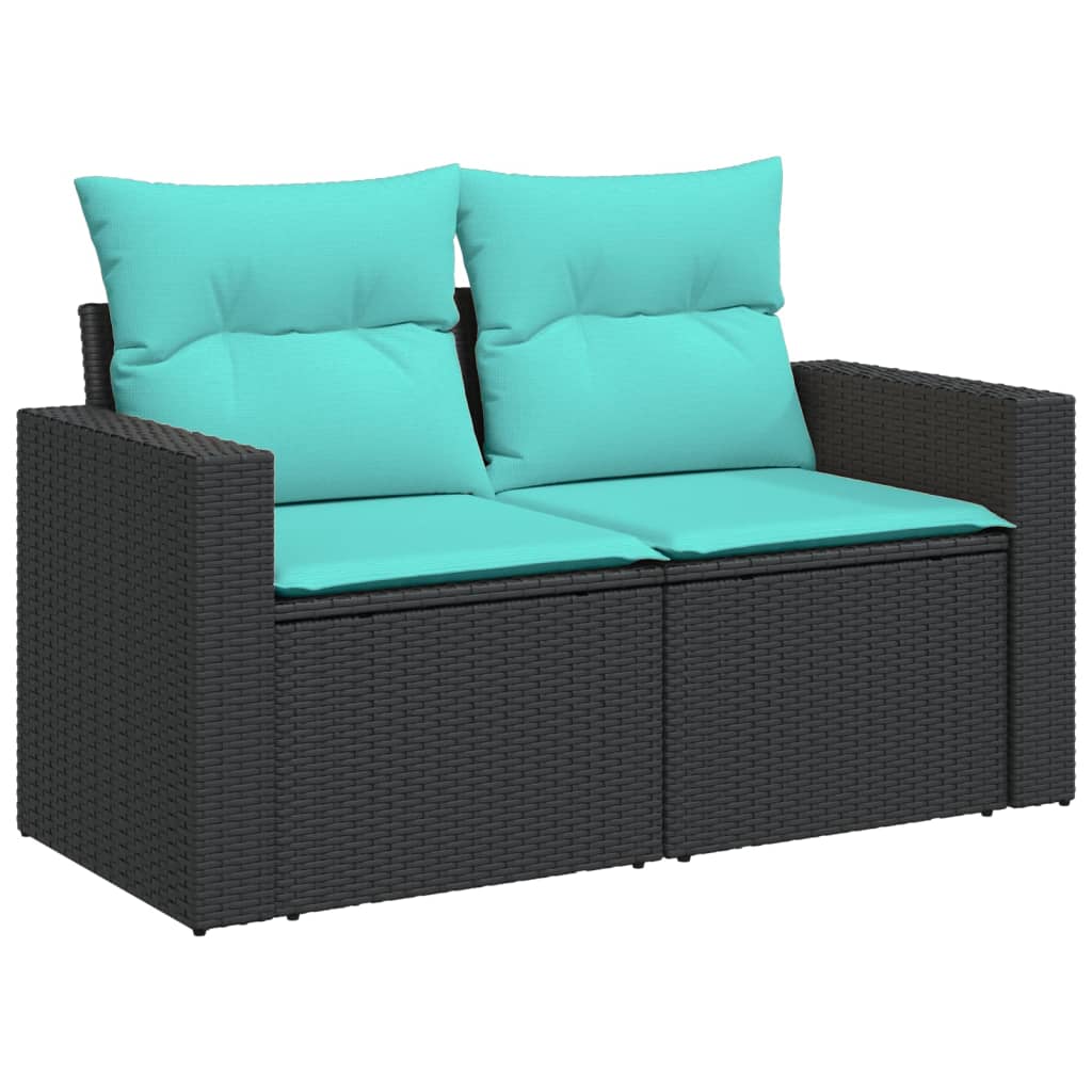 13-tlg. Garten-Sofagarnitur mit Kissen Schwarz Poly Rattan