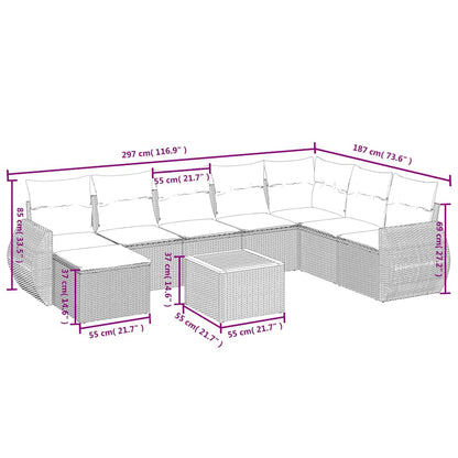 9-tlg. Garten-Sofagarnitur mit Kissen Schwarz Poly Rattan