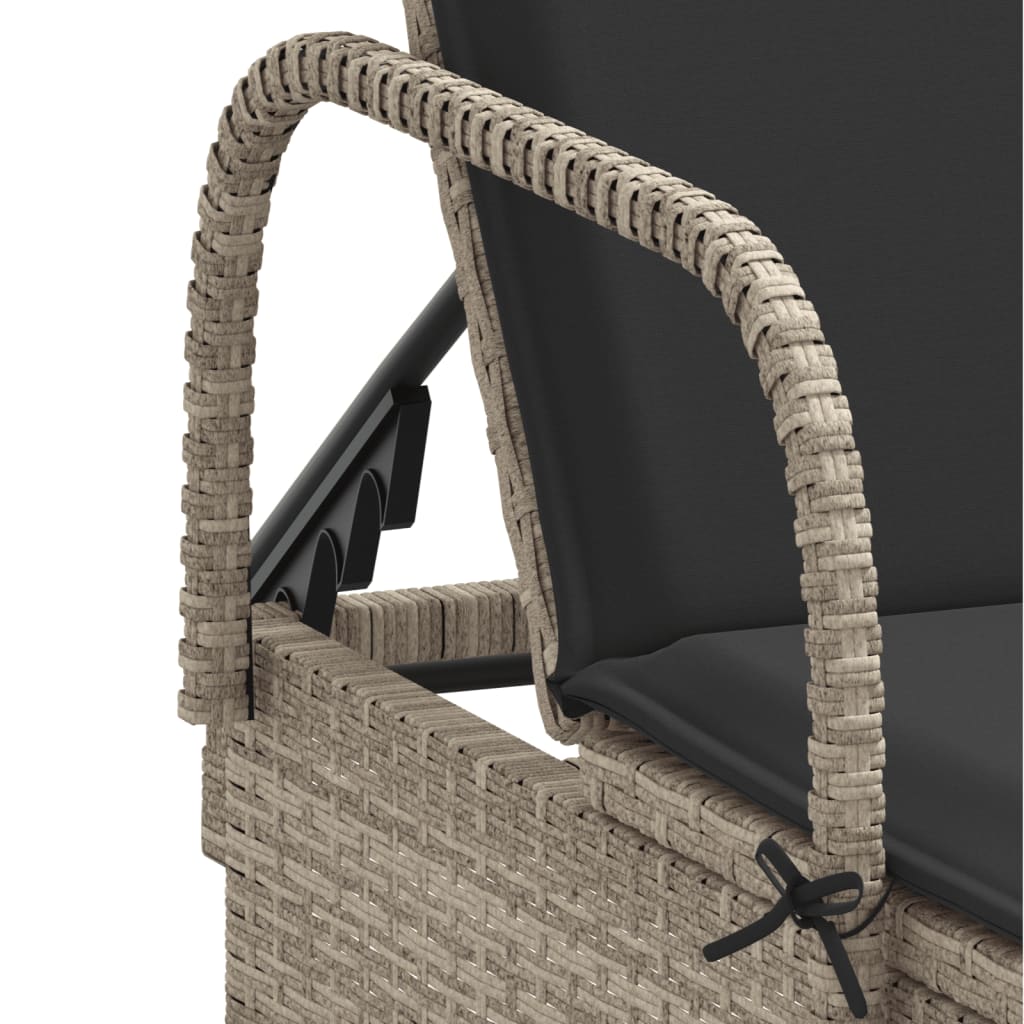 Sun loungers with cushions 2 pcs. Light grey poly rattan