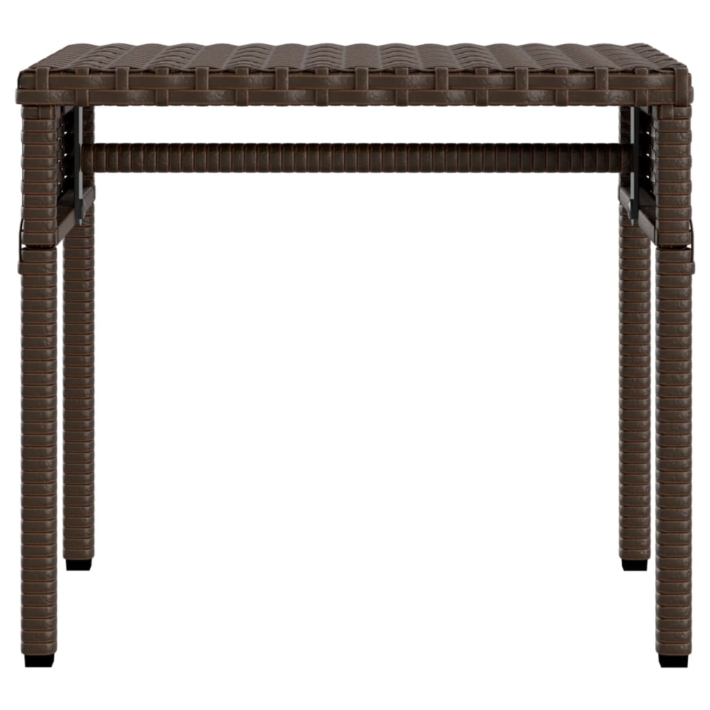 Sun loungers 2 pcs. with roof and table brown poly rattan