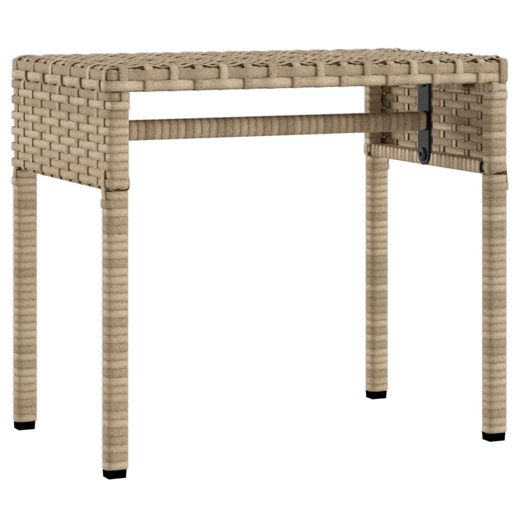 Sun loungers 2 pcs. with roof and table beige poly rattan