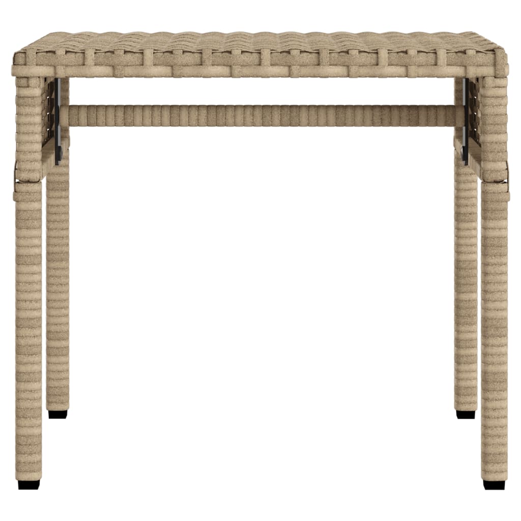 Sun loungers 2 pcs. with roof and table beige poly rattan