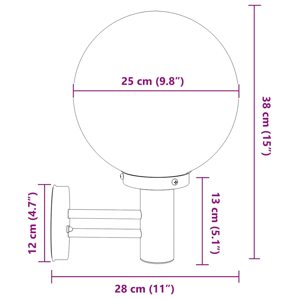 Außenwandleuchte Schwarz 28 x 25 x 38 cm Edelstahl