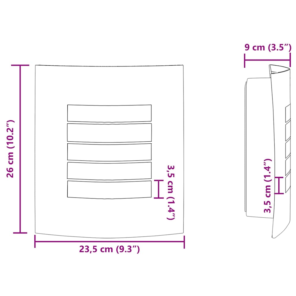 Außenwandlampen 2 pcs Silber 23.5 x 10.5 x 26 cm Edelstahl