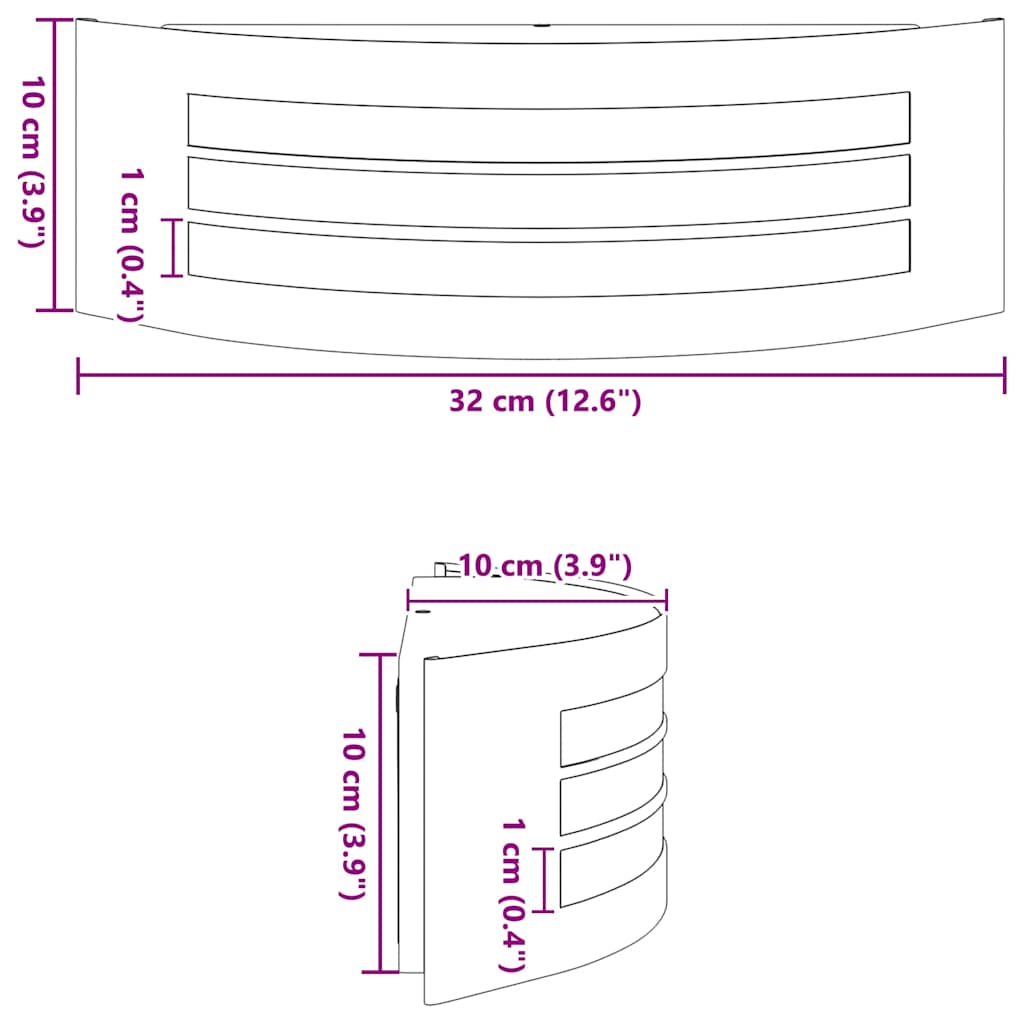 Außenwandlampen 2 pcs Schwarz 32 x 10 x 10 cm Edelstahl
