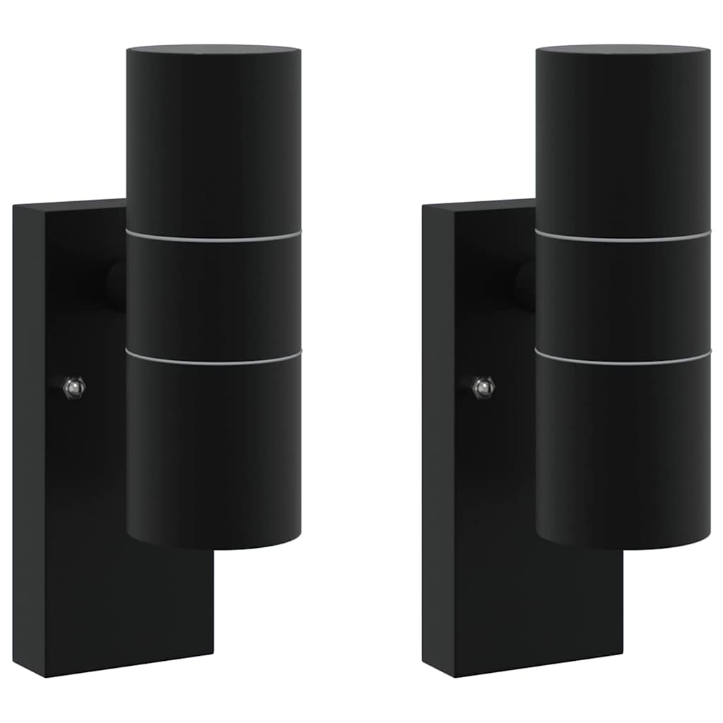 Außenwandlampen 2 pcs Schwarz 7 x 10 x 22 cm Edelstahl