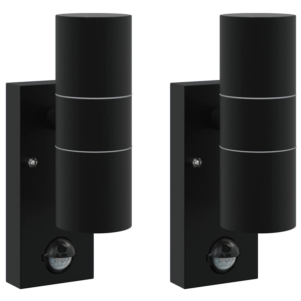 Außenwandlampen 2 pcs Schwarz 7 x 10 x 22 cm Edelstahl