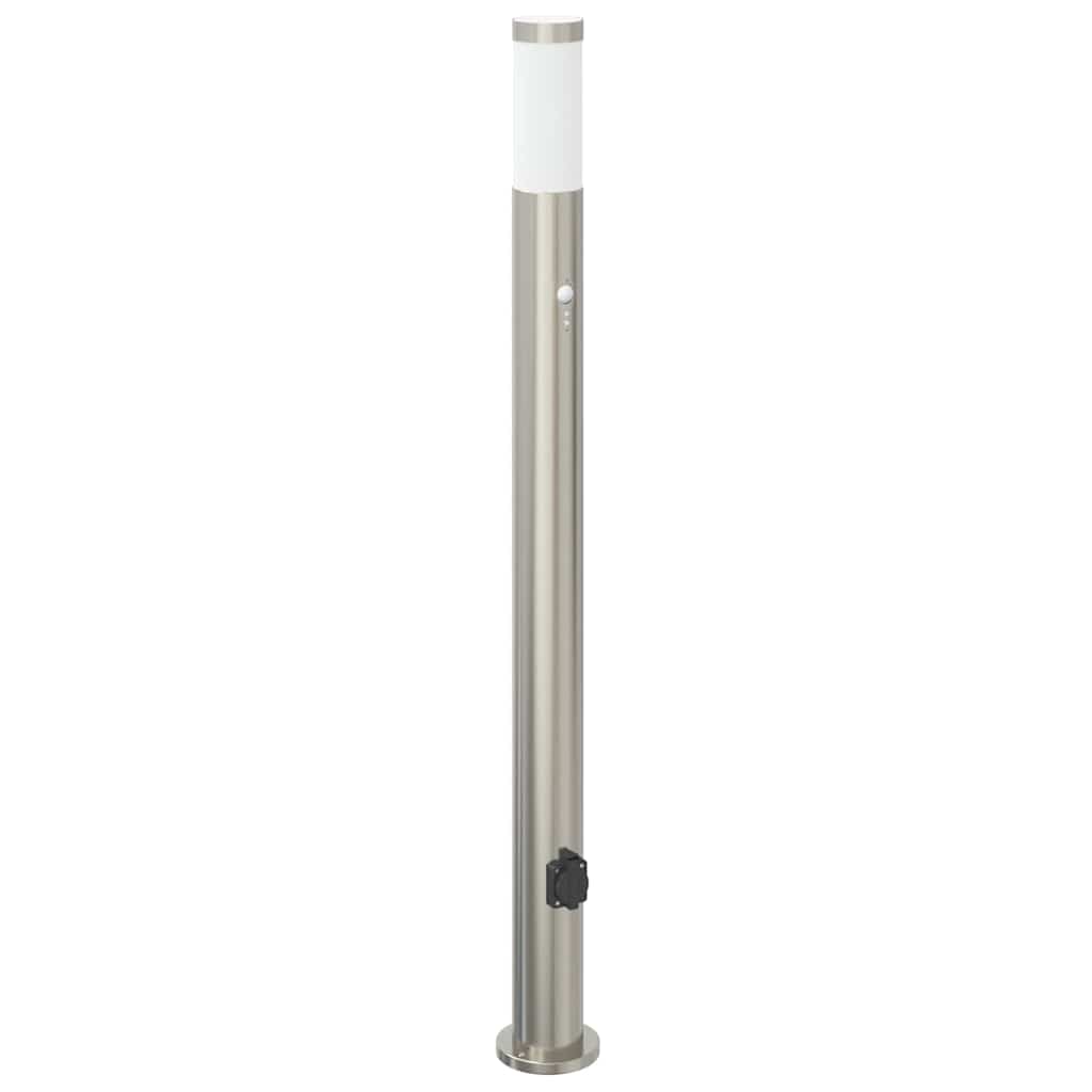 Pollerleuchten mit Sensor&Steckdose 3er 110 cm Edelstahl IP44