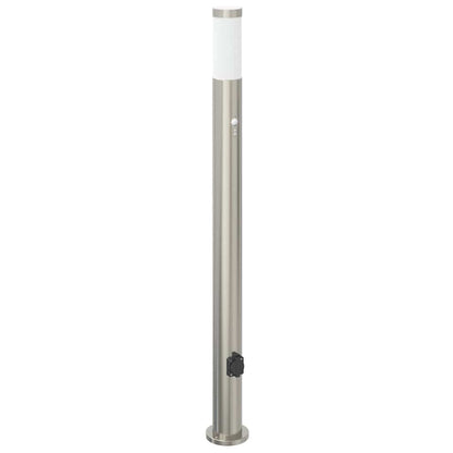 Pollerleuchten mit Sensor&Steckdose 3er 110 cm Edelstahl IP44