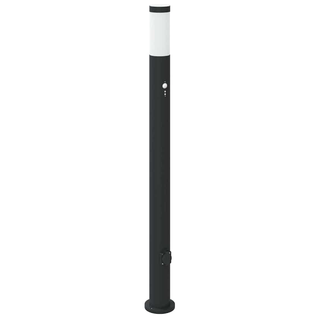 Pollerleuchten mit Sensor&Steckdose 3er 110 cm Edelstahl IP44