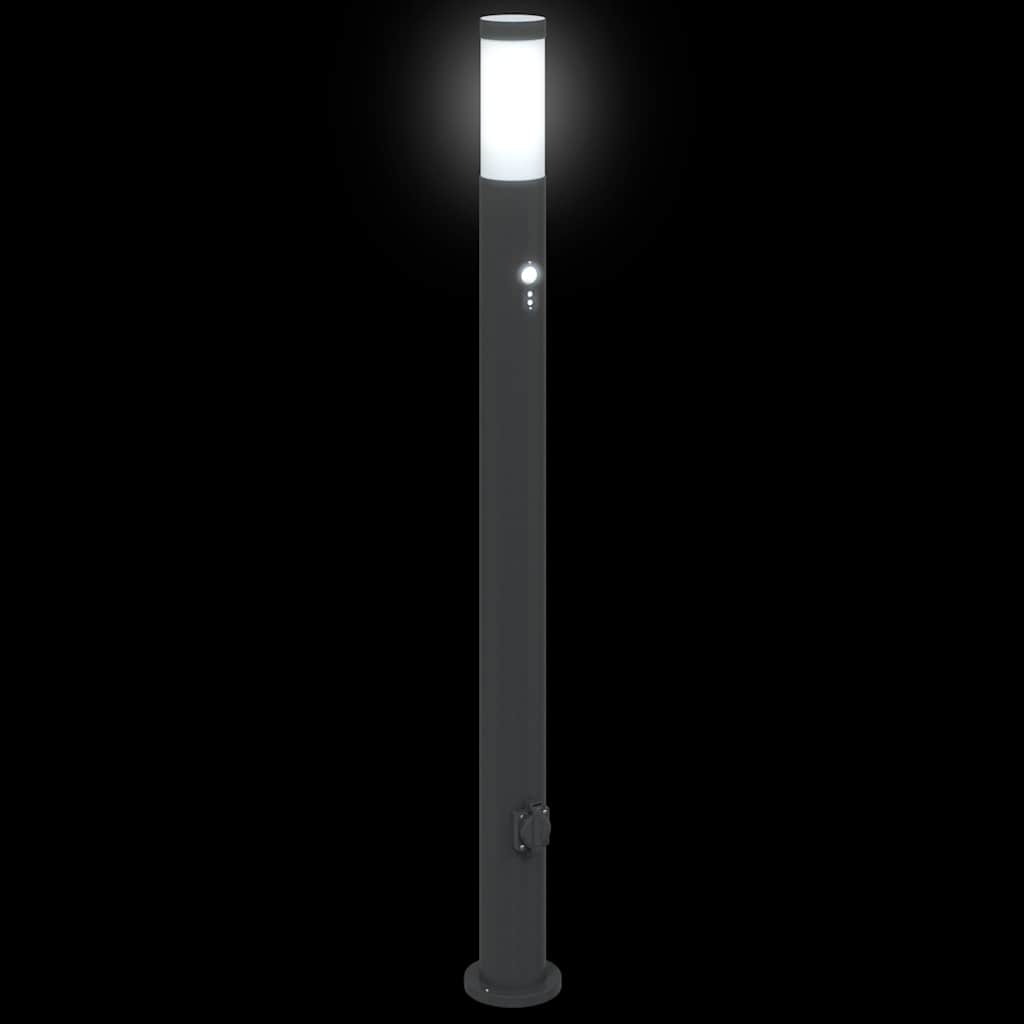 Pollerleuchten mit Sensor&Steckdose 3er 110 cm Edelstahl IP44