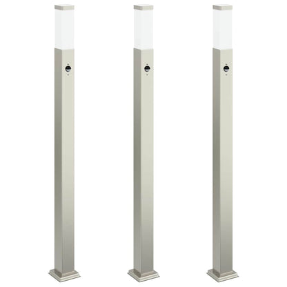 Pollerleuchten mit Sensor 3 Stk. 110 cm Edelstahl IP44