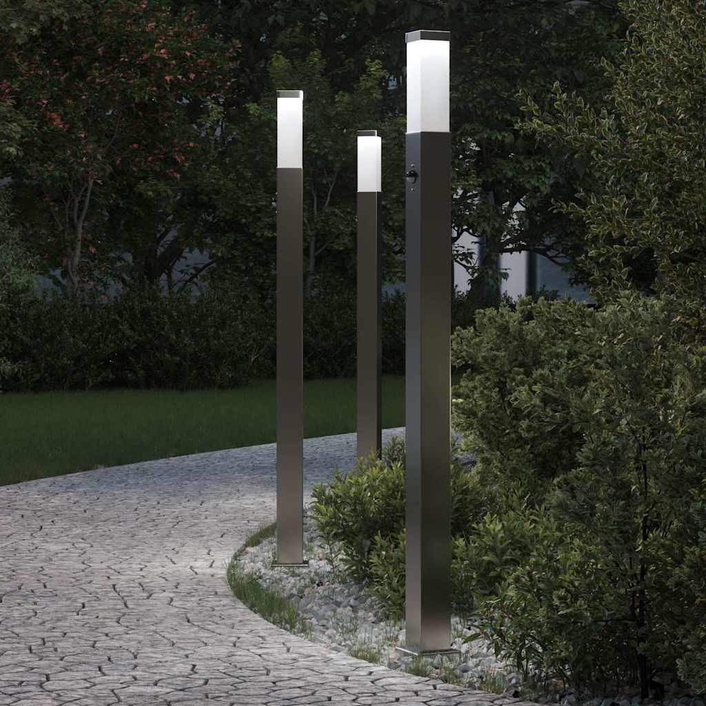 Pollerleuchten mit Sensor 3 Stk. 110 cm Edelstahl IP44