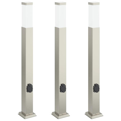 Pollerleuchten mit Auslass 3 Stk. 80 cm Edelstahl IP44