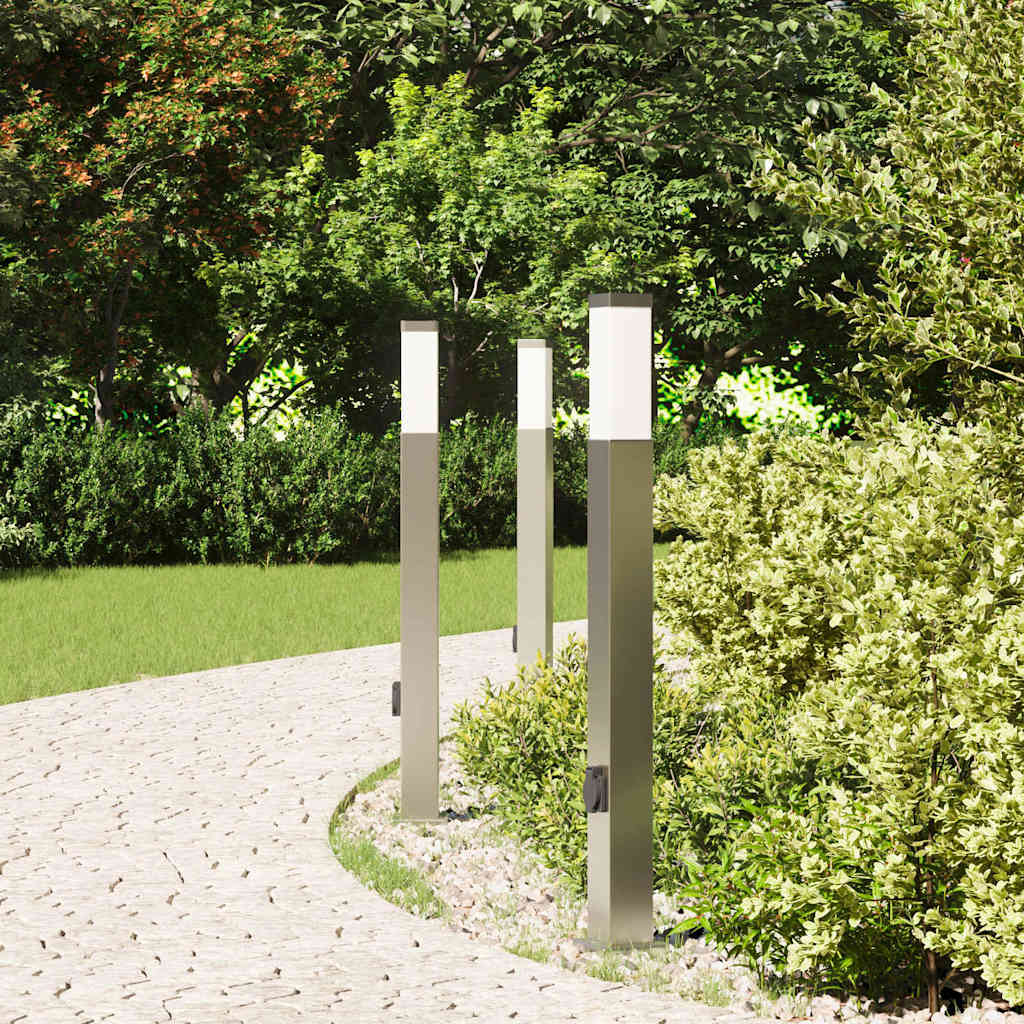 Pollerleuchten mit Auslass 3 Stk. 80 cm Edelstahl IP44