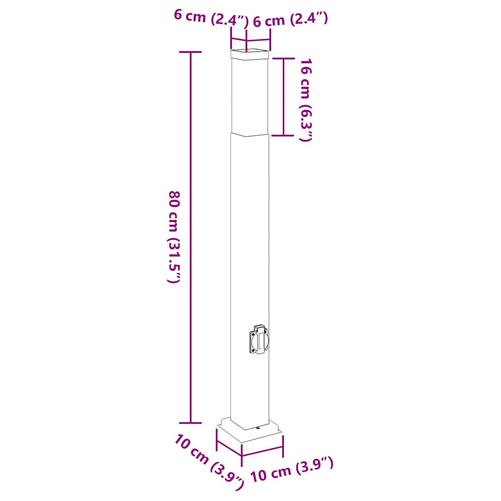 Pollerleuchten mit Auslass 3 Stk. 80 cm Edelstahl IP44