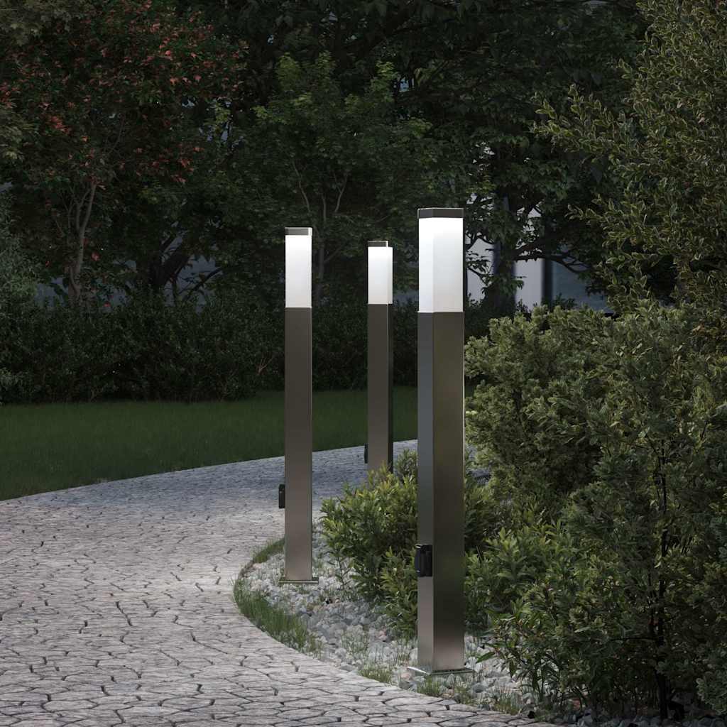 Pollerleuchten mit Auslass 3 Stk. 80 cm Edelstahl IP44