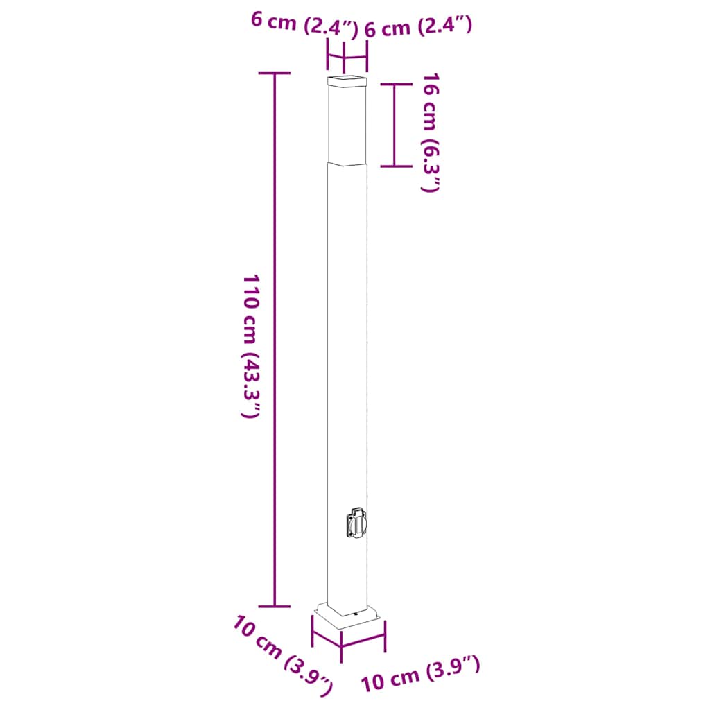 Pollerleuchte mit Auslass 110 cm Edelstahl IP44